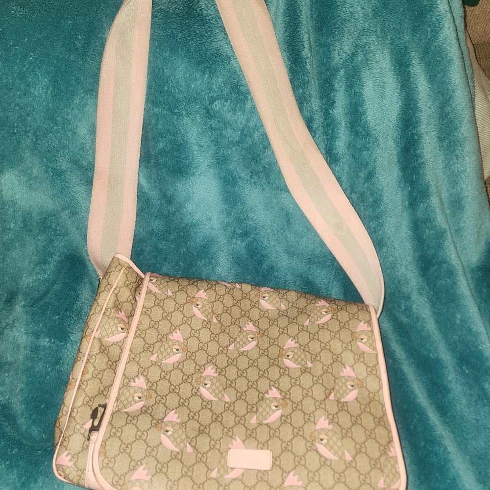 Gucci Pink Monogram Messenger Diaper Bag